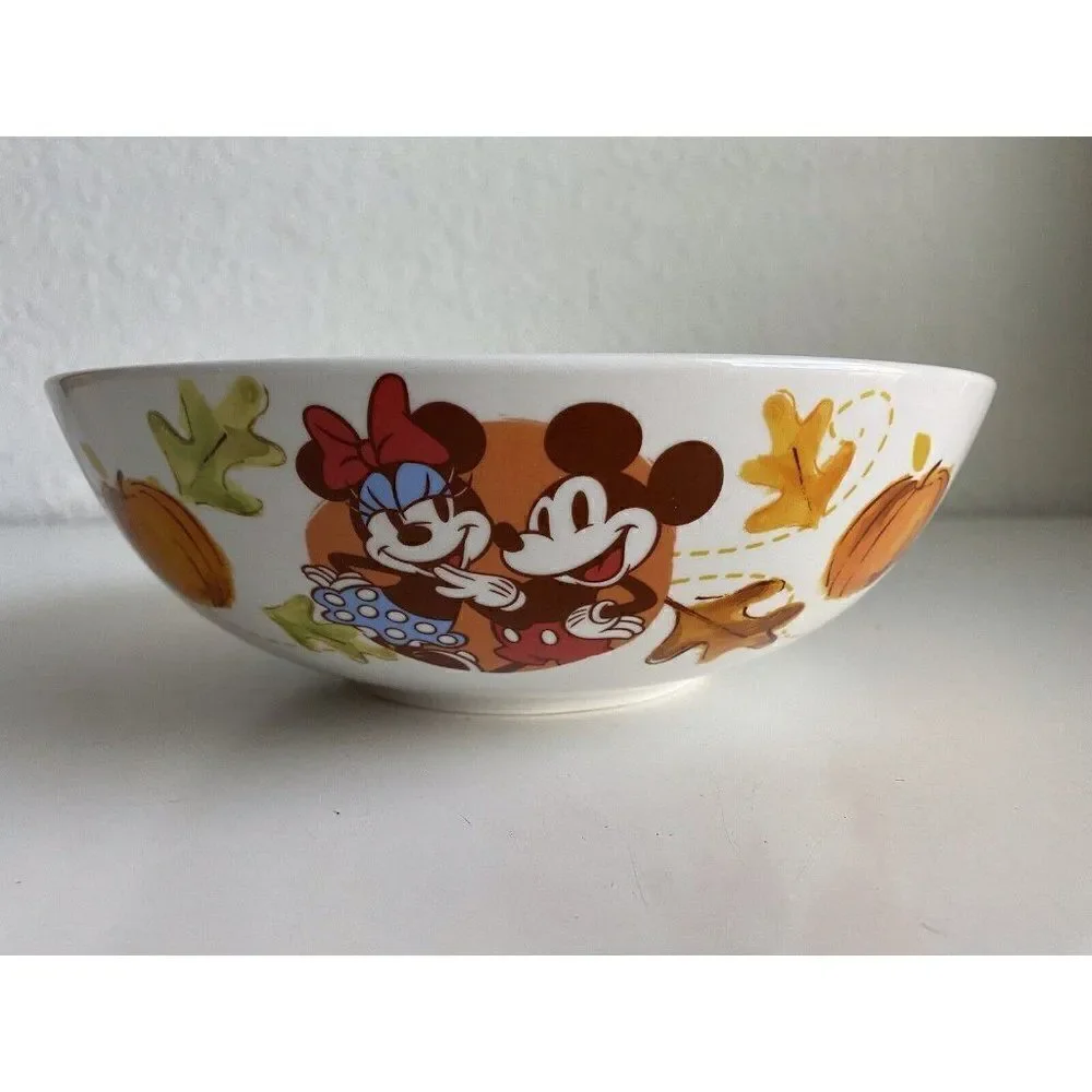 Disney Large Serving Bowl Mickey & Minnie Mouse Autumn Fall  Popcorn Pasta Salad